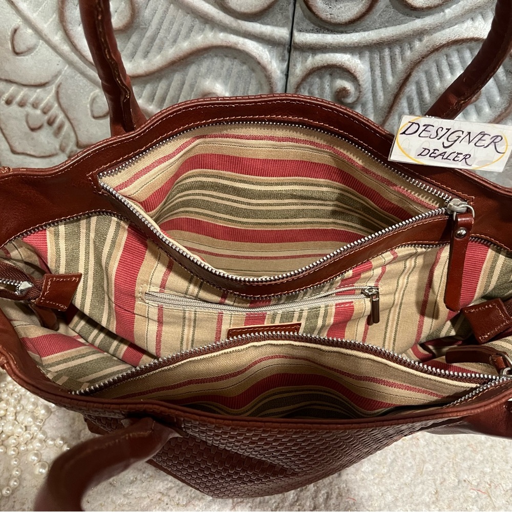 FLOTO Brown Woven Leather Tote VGC RARE! Hand Made in Italy 🇮🇹 - Picture 12 of 13